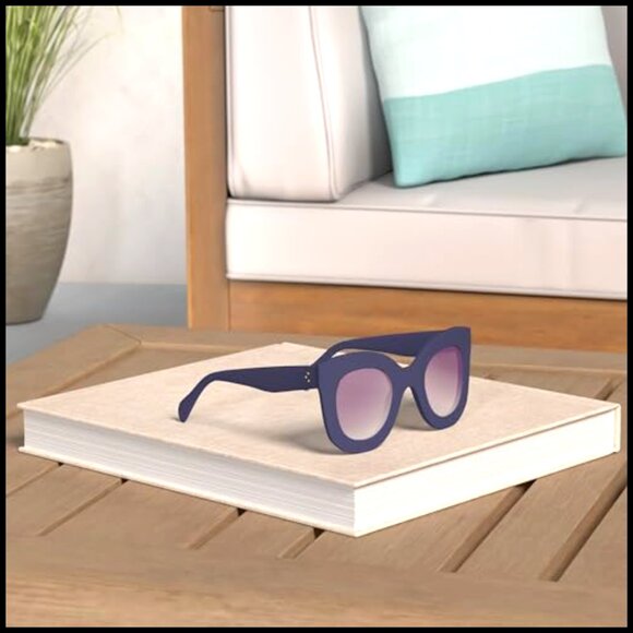 Retro Oversized Square Horn Sunglasses Semi Cat Eye Butterfly Glass Bold Frame main image 4